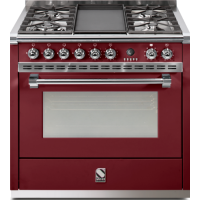 STEEL ASCOT 90CM RED GAS-ELECTRIC RANGE *NEW*