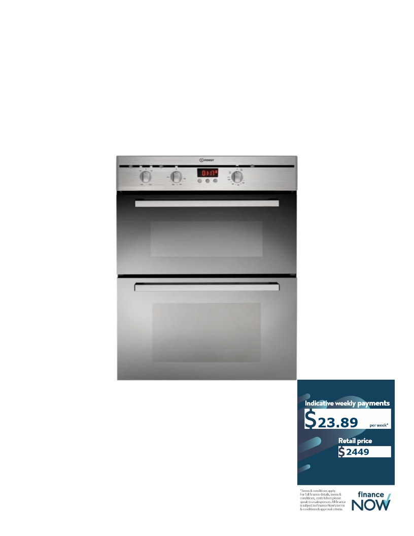 INDESIT S/S DOUBLE OVEN *NEW* 2YR WTY!